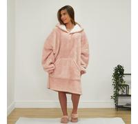 OHS Teddy Fleece Sherpa Hooded Blanket Oversized Adults Throw in Light Pink OHS Light Pink One Size