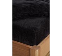 OHS Teddy Fleece Thermal Fitted Bed Sheet in Black | Size: King Fitted OHS Black King Fitted