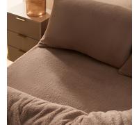 OHS Teddy Fleece Thermal Fitted Bed Sheet in Brown | Size: Double Fitted OHS Brown Double Fitted