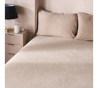 OHS Teddy Fleece Thermal Fitted Bed Sheet in Stone | Size: Single Fitted OHS Stone Single Fitted