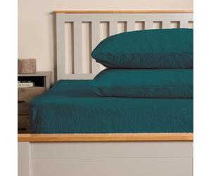 OHS Teddy Fleece Thermal Fitted Bed Sheet in Teal | Size: Single Fitted OHS Teal Single Fitted