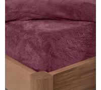 OHS Teddy Fleece Thermal Fitted Bed Sheet in Wine | Size: Double Fitted OHS Wine Double Fitted