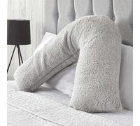 OHS Teddy Fleece V Shaped Pillow Support Pregnancy Orthopaedic Cushion in Grey OHS Grey