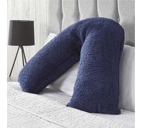 OHS Teddy Fleece V Shaped Pillow Support Pregnancy Orthopaedic Cushion in Navy OHS Navy