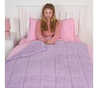 OHS Teddy Fleece Weighted Blanket Kids Bed Soft Throw, Lilac - 3Kg 100 X 150Cm