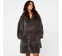Ohs Teddy Glitter Hoodie Blanket Oversized Wearable Sweatshirt - Charcoal