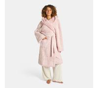 OHS Teddy Marl Fleece Dressing Gown Ultra Soft Hooded Robe in Light Pink OHS Light Pink One Size