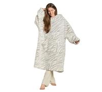 OHS Teddy Marl Fleece Hoodie Blanket, Extra Long Hearts Print Thermal Throw Hoodie - Charcoal, Blush, Black