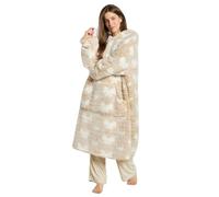 OHS Teddy Marl Fleece Hoodie Blanket, Extra Long Hearts Print Thermal Throw Hoodie - Charcoal, Blush, Black