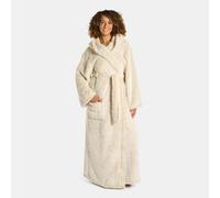 OHS Teddy Marl Full Length Dressing Gown Bathrobe Loungewear in Beige OHS Beige One Size
