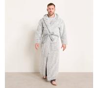 OHS Teddy Marl Full Length Dressing Gown Bathrobe Loungewear in Black OHS Black One Size