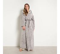OHS Teddy Marl Full Length Dressing Gown Bathrobe Loungewear in Brown OHS Brown One Size