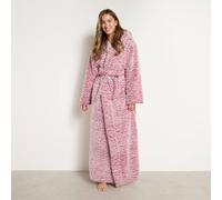 OHS Teddy Marl Full Length Dressing Gown Bathrobe Loungewear in Dark Pink OHS Dark Pink One Size
