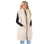 OHS Teddy Marl Scarf for Women with Pockets, Fluffy Super Soft Warm Cosy Hand Neck Warmer for Women, One Size