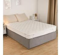 OHS Teddy Mattress Topper Single Bed, Soft Quilted Thermal Deep Non-Noisy Pad Protector Anti Allergy Mattress Topper For Single Bed, Cream