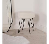 OHS Teddy Stool Boucle Hairpin Round Home Seat Cushioned Foot Rest