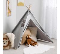 Ohs Teepee Play Tent Kids Foldable Sleepover Indoor Childrens Storage - Grey