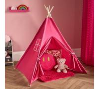 Ohs Teepee Play Tent Kids Foldable Sleepover Indoor Childrens Storage - Hot Pink
