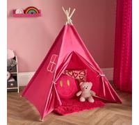 OHS Teepee Play Tent Kids Foldable Sleepover Indoor Childrens Storage in Bright Pink OHS Bright Pink