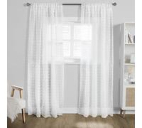 OHS Textured Voile Net Curtains Pair 2 Window Panels Slot Top Set 55", White