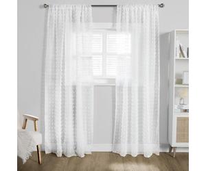 OHS Textured Voile Net Curtains Pair 2 Window Panels Slot Top Set 55", White