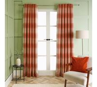 OHS Thermal Insulated Curtains for Bedroom, Fully Lined Blackout Curtains for Living Room Soft Decorative Winsford Woven Check Curtain 2 Panels, Rust/Natural - 90" x 90"