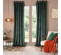 OHS Thermal Matte Velvet 2 Pair Ready Made Eyelet Curtains in Green | Size: 228 cm width x 228 cm drop OHS Green 228 cm width x 228 cm drop