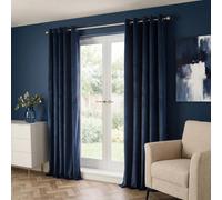 OHS Thermal Matte Velvet 2 Pair Ready Made Eyelet Curtains in Navy | Size: 228 cm width x 228 cm drop OHS Navy 228 cm width x 228 cm drop
