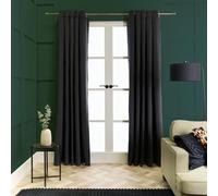OHS Thermal Matte Velvet Eyelet Curtains 2 Pair Of Ready Made, Black - 66" X 90"