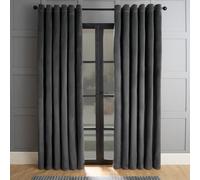 OHS Thermal Matte Velvet Eyelet Curtains 2 Pair Of Ready Made, Charcoal - 90" X 90"