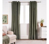 OHS Thermal Matte Velvet Eyelet Curtains 2 Pair Of Ready Made, Green - 66" X 72"