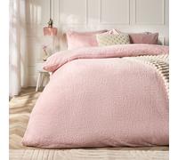 OHS Thermal Soft Teddy Fleece Duvet Cover Bedding Set in Dusty Pink | Size: Double OHS Dusty Pink Double