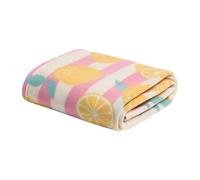 OHS Throw Blanket Lemon Print Sofa Throw, Gifts for Women Soft Warm Cosy Polar Fleece Blanket for Bed Sofas Settee Decorative Lightweight Comfy Single Bed Throw, Yellow - 120 x 150cm