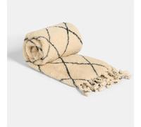 OHS Throws for Sofas Large, Ultra Soft Warm Sherpa Fleece Throw Blanket for Bed Diamond Tassel Single Bed Throws Lightweight Decorative Fleece Blanket, Monochrome - 120 x 150cm