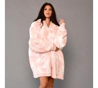 OHS Women's Tie-Dye Oversized Sherpa Fleece Hoodie Blanket in Light Pink OHS Light Pink One Size