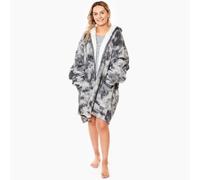Dreamscene Tie Dye Oversized Hoodie Women Zip Up, Valentines Gifts for Her Him Super Soft Sherpa Fleece Hoodie Blanket Women Wearable Blanket Bed Jacket Sweatshirt Cardigan Jumper, Charcoal Grey