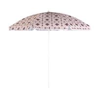 OHS Tile Print Garden Parasol, Outdoor Garden Umbrella UV Protective Polyester Canopy Sun Shade Parasol with Sturdy Pole Water Resistant Beach Umbrella, Natural - 1.8m