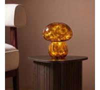 OHS Toadstool Glass Lamp Battery Operated Lights Indoor Touch Lights, Brown | No Wires or Sockets Needed Warm Ambient Glow Glass and Metal Build Cordless Table Lighting Battery Powered Convenience