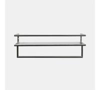 OHS Towel Rail Wall Mounted 2 Tier Towel Rack with Shelf, Sturdy Iron Towel Shelf for Bathroom Shower Storage Kitchen Space Saving Hand Towels Holder Easy to Install, Silver - 12 x 45 x 15cm