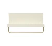 OHS Towel Rail Wall Mounted Metal Towel Rack with Wood Scallop Shelf, Cream | Towel Shelf for Bathroom Shower Storage Space Saver Bathroom Towel Holder Organiser Bathroom Accessories Easy To Install