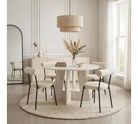 Ohs Travertine Effect Round Dining Table Modern Contemporary