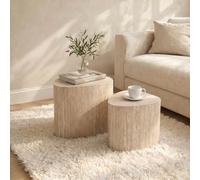 Ohs Travertine Effect Set Of 2 Irregular Tables Side Coffee Table