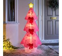 OHS Tree Inflatable Christmas Outdoor Christmas Inflatable, Hot Pink - 90cm | 90cm Light Up Display Inflating Design Indoor or Outdoor Use Built in Air Blower Statement Yard Display Ready in Minutes