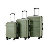 OHS Tripp Suitcases Set of 3, Hardshell Luggage Sets with 4 Wheels Lightweight Durable Adjustable Handles Easy to Carry - Cabin Luggage, Suitcase Medium, Suitcase Large - Olive Green