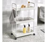 Ohs Trolley Cart 3 Tier Bathroom Storage Portable Kitchen Home Organiser, White