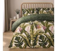 OHS Tropical Duvet Cover Set Reversible Bedding Quilt Pillowcases, Green - Superking