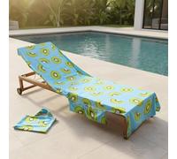 OHS Tropical Fruit Beach Towel with Bag Quick Dry Absorbent Travel Spa in Blue OHS Blue