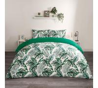OHS Tropical Leaf Duvet Cover Reversible Bedding Set, Forest Green - King