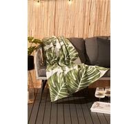 OHS Tropical Leaf Print Polar Fleece Throw in Green | Size: 120 cm x 150 cm OHS Green 120 cm x 150 cm