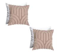 OHS Tufted Arches Cushions with Covers Included 45 x 45cm Set of 2, Super Soft Comfy Square Throw Pillow Covers with Invincible Zipper Filled Cushions for Sofa Bedroom Living Room, Natural
